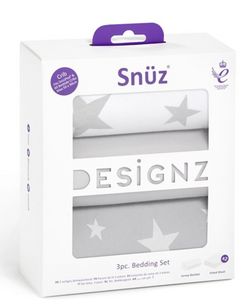 Snuz 3pc Crib Bedding Set | Stars | Grey | Snuzpod | Direct4baby