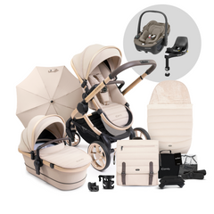 iCandy Peach 7 Pushchair & Maxi Cosi Pebble 360 Truffle Travel System - Biscotti | Blonde Chassis