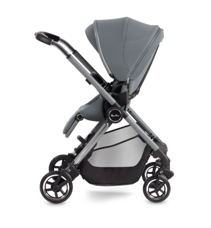 Silver Cross Dune Pushchair, First Bed Folding Carrycot & Dream i-Size Travel Pack - Glacier Grey (FREE Carrycot Stand)