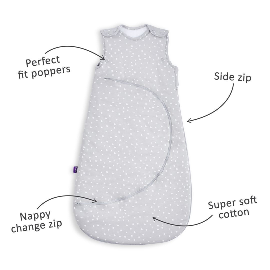 SnuzPouch Sleeping Bag  1.0 tog - White Spot  (0-6 Months)