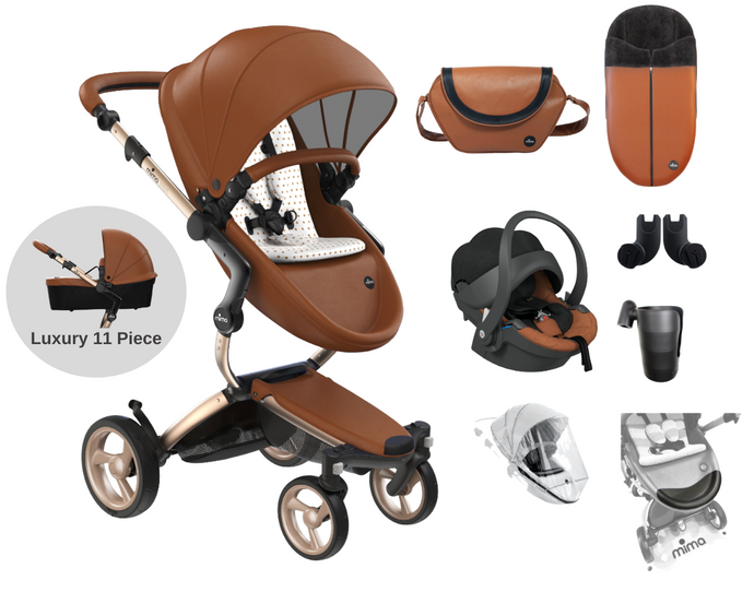 Mima Xari 11 Piece 4G Complete Travel System | Camel on Champagne
