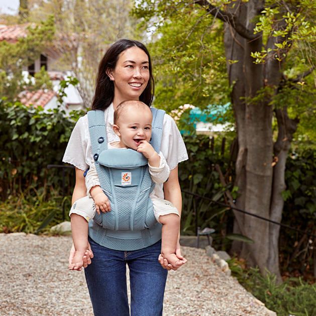 Ergobaby Omni Breeze Baby Carrier | Slate Blue & All-Weather Cover