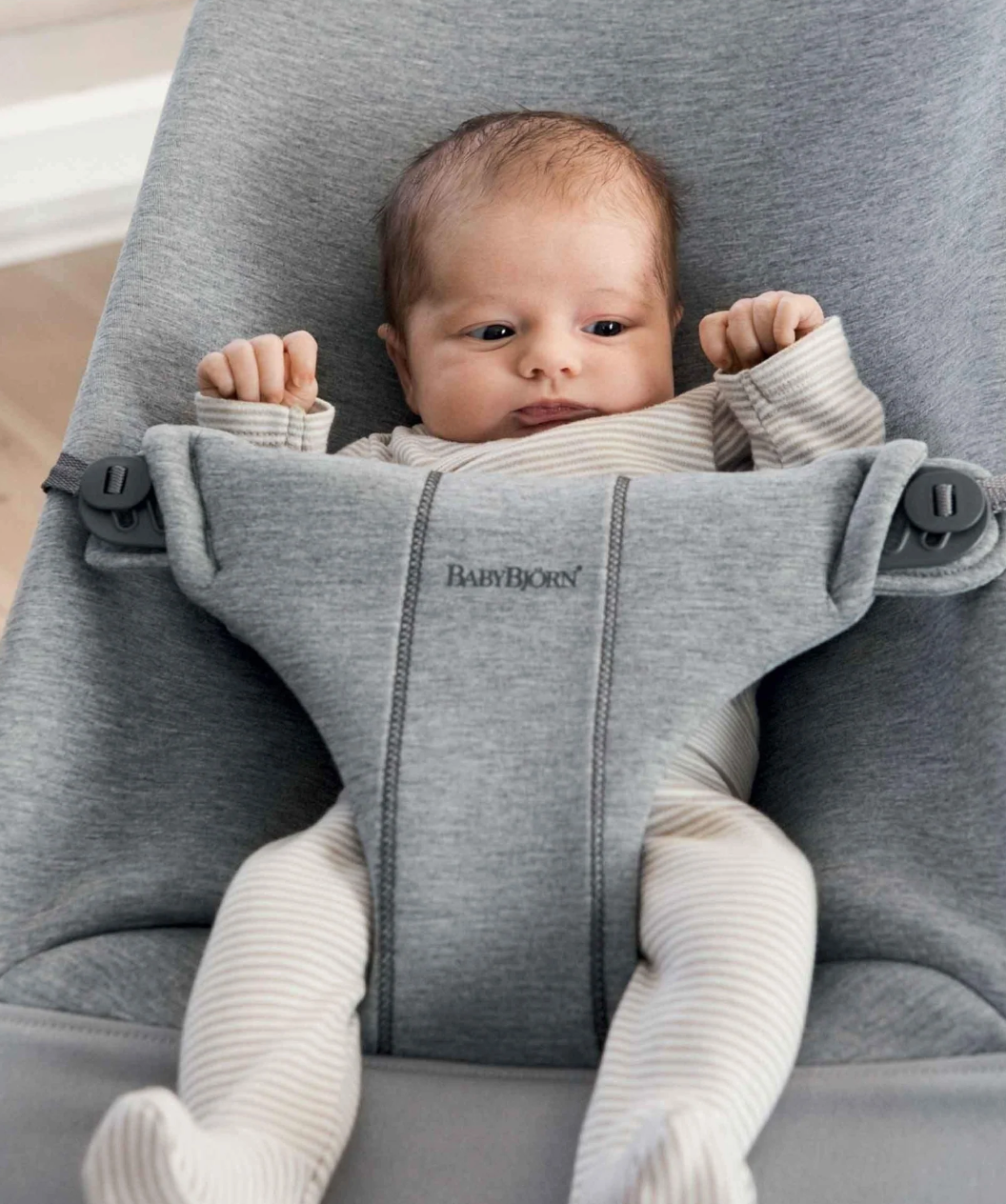 BABYBJ RN Bouncer Bliss 3D Jersey Light Grey Baby Chair Free