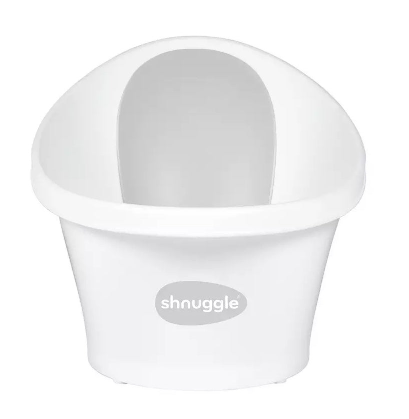 Shnuggle Baby Bath With Plug & Foam Backrest - White & Grey