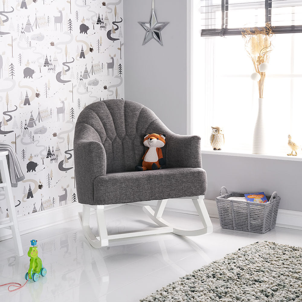 Obaby Round Back Rocking Chair - White and Grey