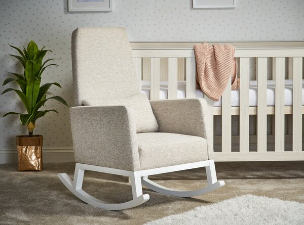 Obaby High Back Rocking Chair - White and Oatmeal
