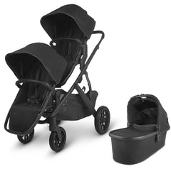 UPPAbaby Vista Double Pushchair & Carrycot - Jake (Black/Carbon/Black Leather)