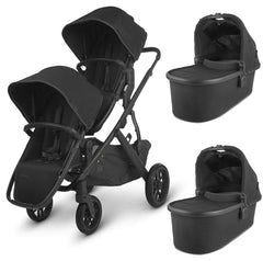 UPPAbaby Vista Twin Pushchair & Carrycot - Jake (Black/Carbon/Black Leather)