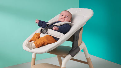 Load image into Gallery viewer, Bugaboo Giraffe Highchair Complete Bundle | Wood/Grey &amp; Stormy Grey | Direct4baby | Free Delivery
