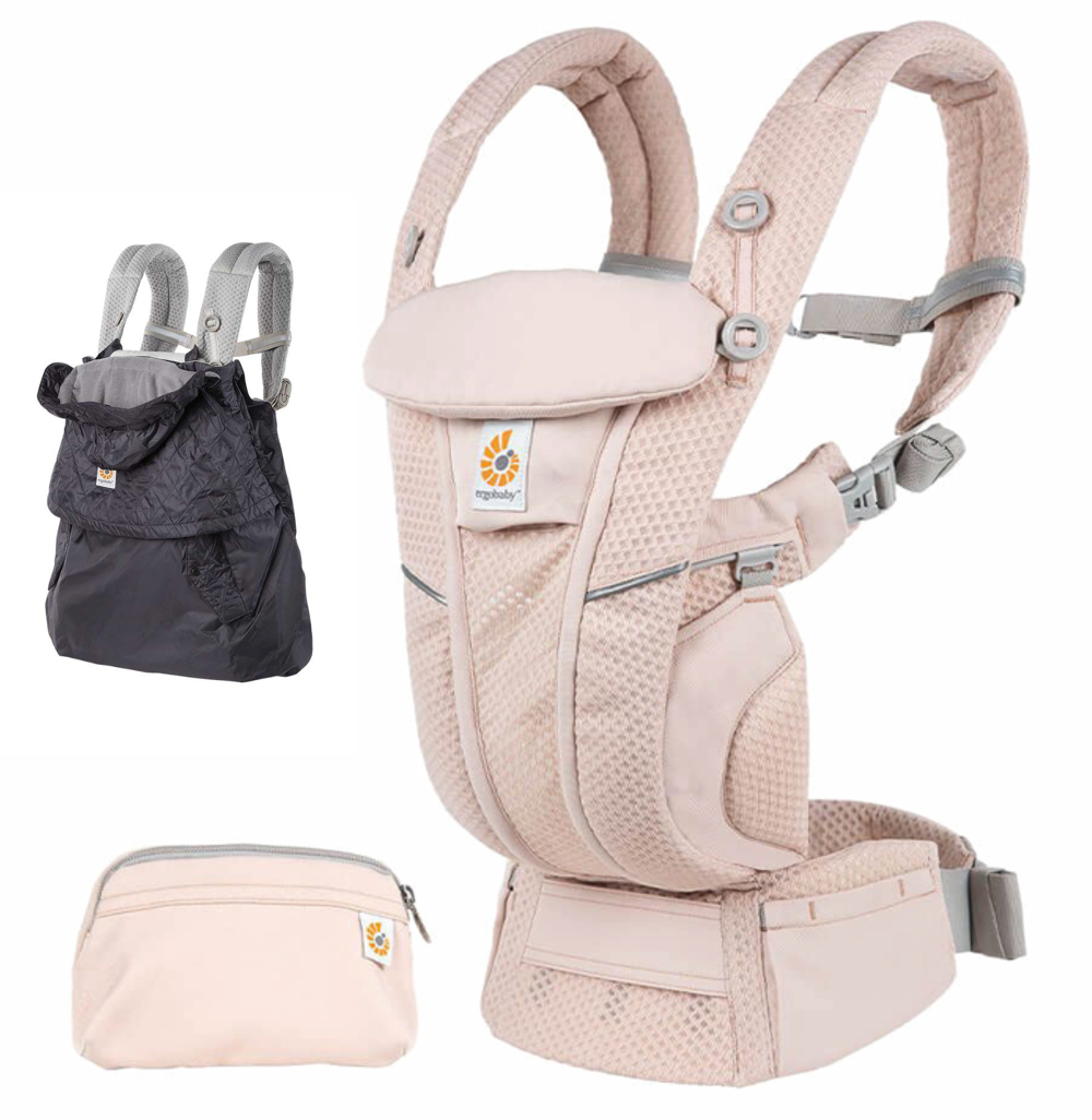 Ergobaby Omni Breeze Baby Carrier Pink Quartz All Weather Cover
