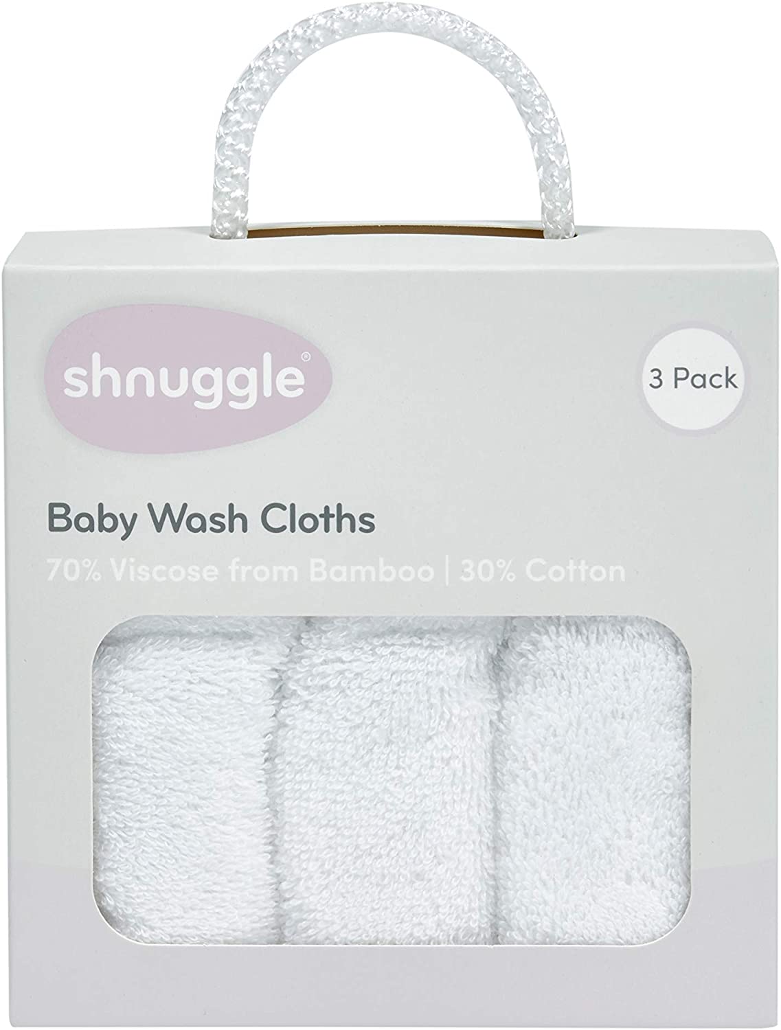 Shnuggle Bamboo Wash Cloths Pack Of 3 | White