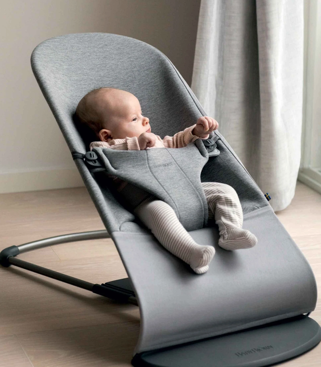BABYBJ RN Bouncer Bliss 3D Jersey Light Grey Baby Chair Free