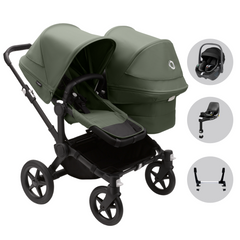 Bugaboo Donkey 5 Duo Pushchair & Maxi-Cosi Pebble 360 Travel System - Black / Forest Green
