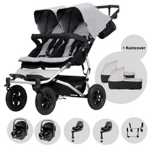Load image into Gallery viewer, Mountain Buggy Duet Twin Silver Bundle with Maxi-Cosi Pebble 360
