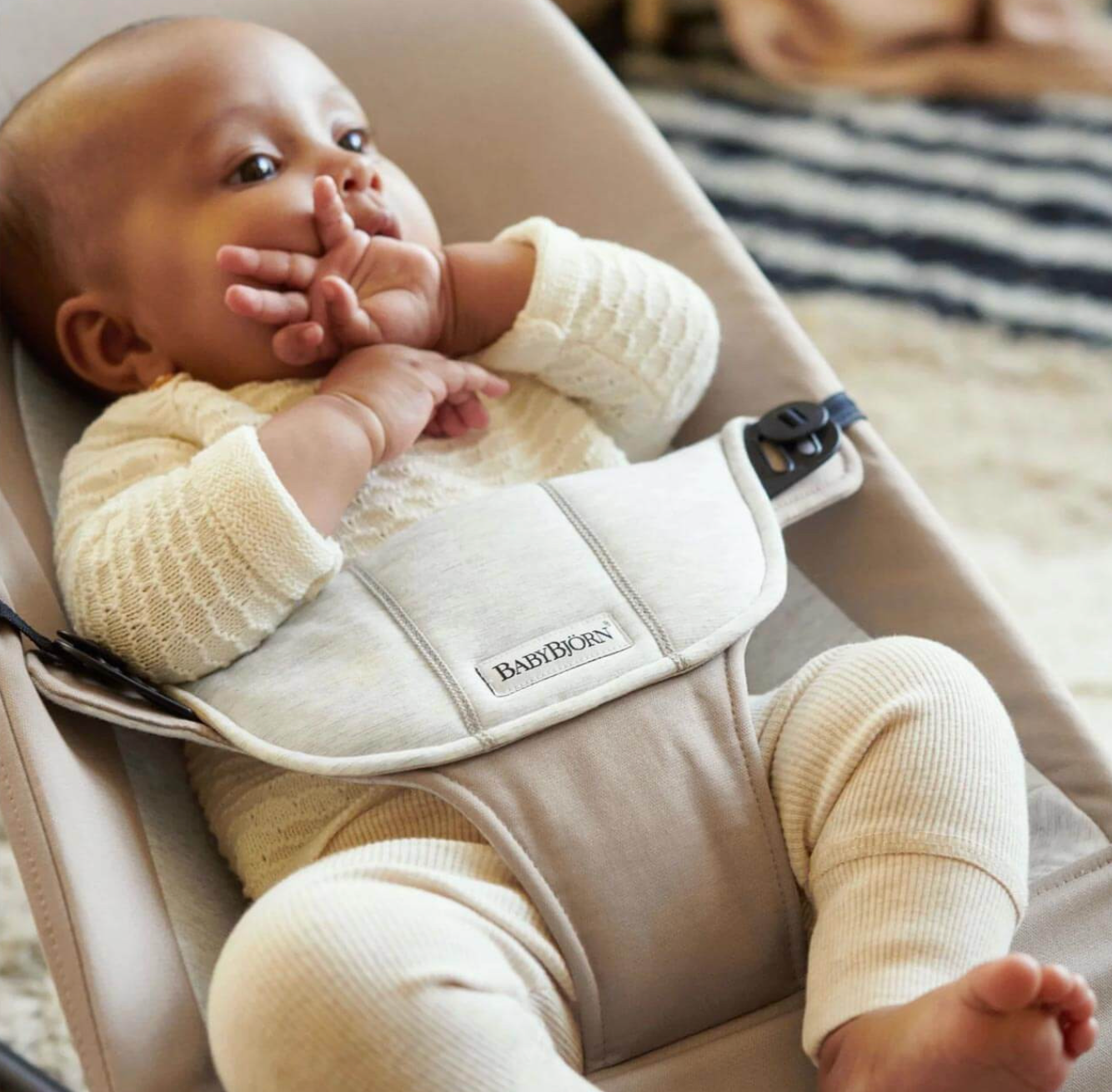 BABYBJ RN Bouncer Balance Soft Cotton Beige Light Grey Free