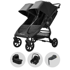 Baby Jogger City Mini GT2 Double Pushchair, Carrycot & Maxi-Cosi i-Size Cabriofix Travel System - Opulent Black