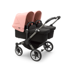 Bugaboo Donkey 5 Twin Pushchair & Carrycot - Graphite / Midnight Black /  Morning Pink