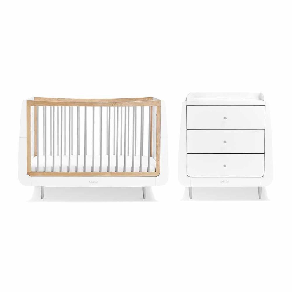 SnuzKot Skandi 2 Piece Nursery Furniture Set | Grey & FREE Mattress