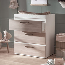Load image into Gallery viewer, Silver Cross Finchley Oak Dresser / Changer Open Drawer in lifestyle image
