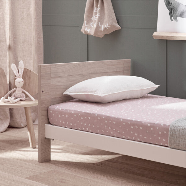 Silver Cross Finchley Oak Toddler Bed Headboard Close Up in Lifestyle Image