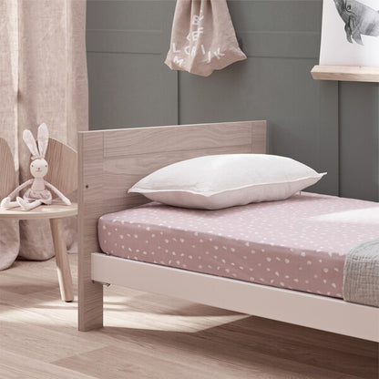 Silver Cross Finchley Oak Toddler Bed Headboard Close Up in Lifestyle Image