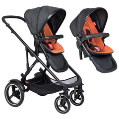 Phil & Teds Voyager V6 Double Pushchair - Rust Orange
