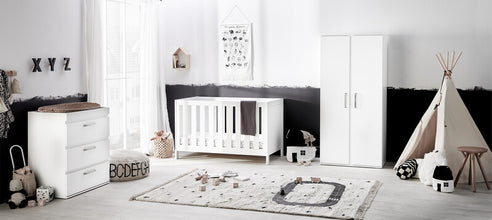 Load image into Gallery viewer, Silver Cross Finchley 3 Piece Nursery Room Set White Lifestyle Image
