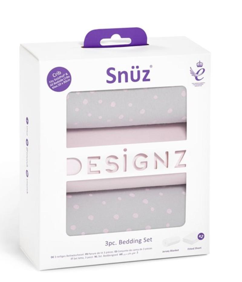 Snuz 3pc Crib Bedding Set – Rose Spots