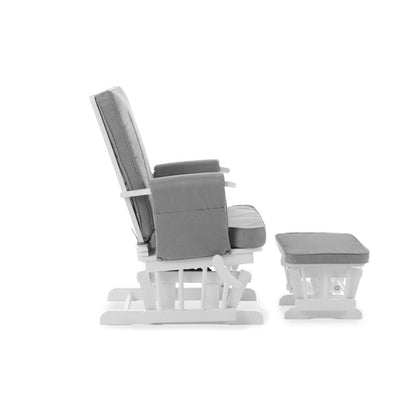 Obaby Deluxe Reclining Glider Chair And Stool - White and Grey