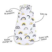 Load image into Gallery viewer, SnuzPouch Sleeping Bag, 2.5 Tog (0-6 Months) - Mustard Rainbow
