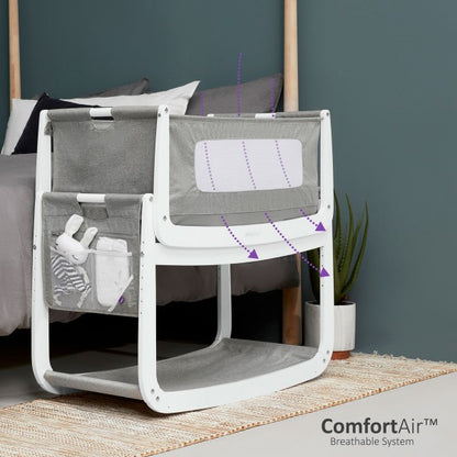 SnuzPod4 Bedside Crib Starter Bundle - Dusk Grey (Grey Sheets)