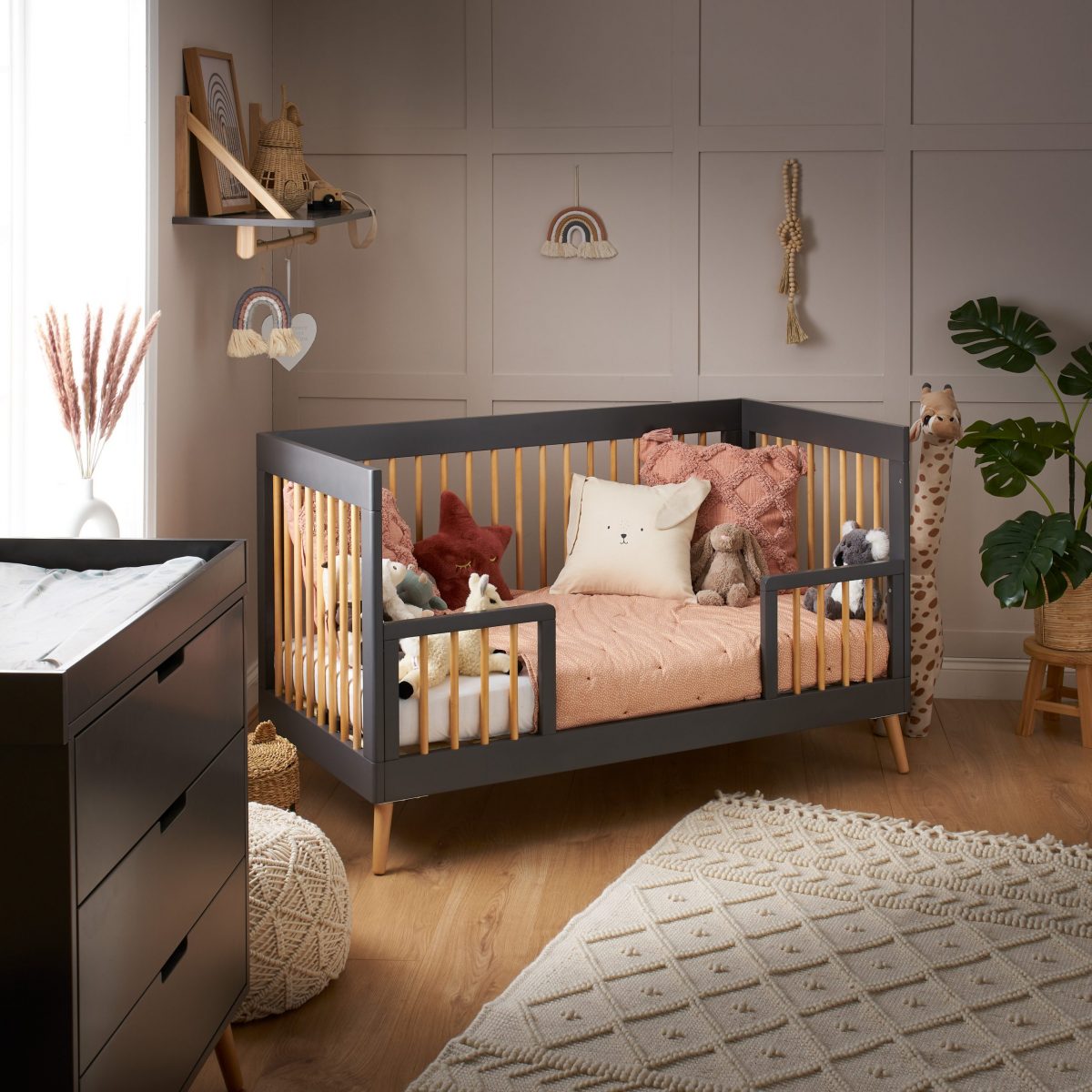 Obaby Maya Cot Bed | Slate with Natural