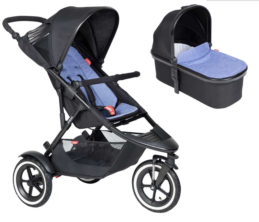 Phil & Teds Sport V6 Pushchair with Carrycot Bundle |Blue