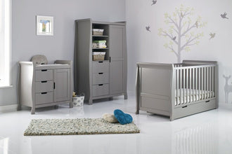 Load image into Gallery viewer, Obaby Stamford Classic 3 Piece Set &amp; Glider Chair - Warm Grey
