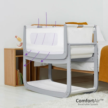 SnuzPod4 Bedside Crib Starter Bundle - Dove Grey (White Sheets)