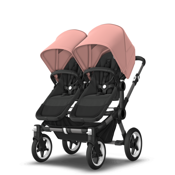 Bugaboo Donkey 5 Twin Pushchair & Carrycot - Graphite / Midnight Black /  Morning Pink